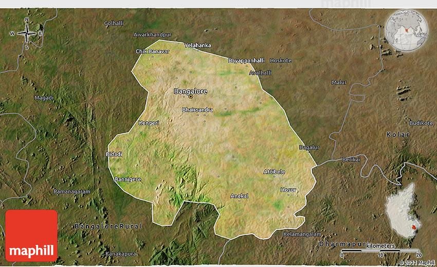 сателитска карта Бангалоре